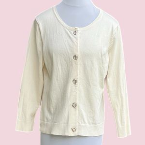 philosophy Cream Off White Light Knit Jacket Cardigan Large Lg